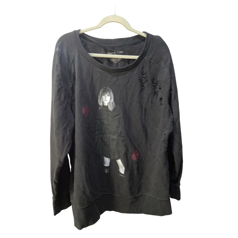 Taylor Swift Reputation Distressed Sweatshirt Black Pullover size M/L